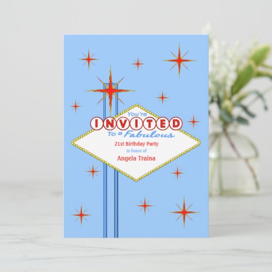 ラスベガスの玄関ひさしの誕生日のパーティの招待状 招待状 (スタンド正面)