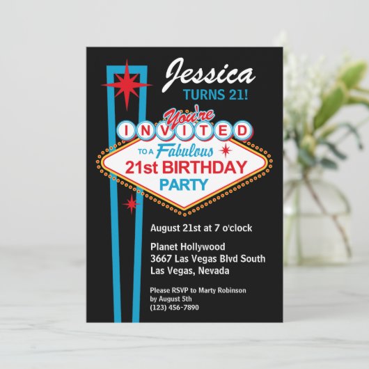 ラスベガスの第21誕生日のパーティの招待状 招待状 (スタンド正面)