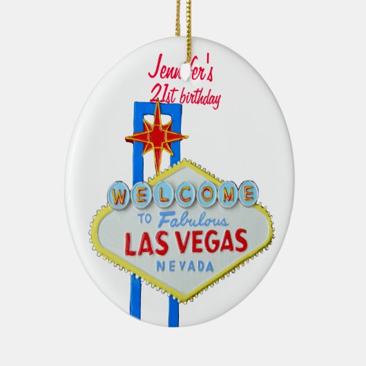 ラスベガスの第21誕生日のペンダント セラミックオーナメント (右)