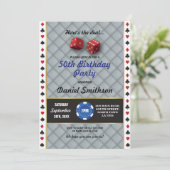 ラスベガスの結婚式のカジノのサイコロのパーティーの誕生日 招待状 (スタンド正面)