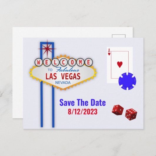 ラスベガスの結婚式の日付を保存 ポストカード (正面/裏面)