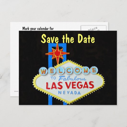 ラスベガスの結婚式の日付を保存 案内ポストカード (正面/裏面)