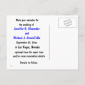 ラスベガスの結婚式の日付を保存 案内ポストカード (裏面)