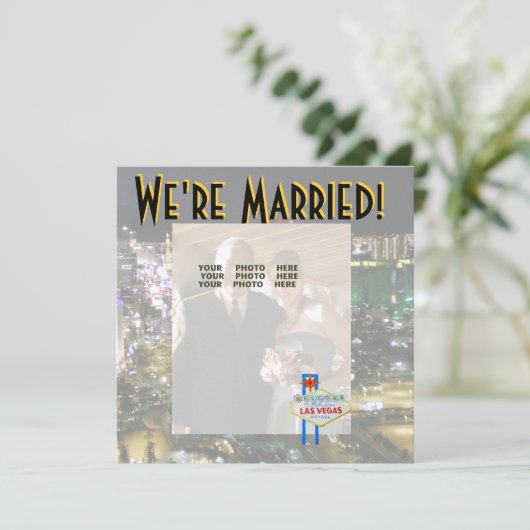 ラスベガスの結婚式の発表の写真カード 招待状 (スタンド正面)