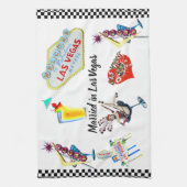 ラスベガスの結婚式の花嫁か新郎 キッチンタオル (縦)