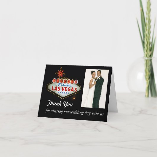 ラスベガスの結婚式は写真カード感謝していしています サンキューカード (正面)