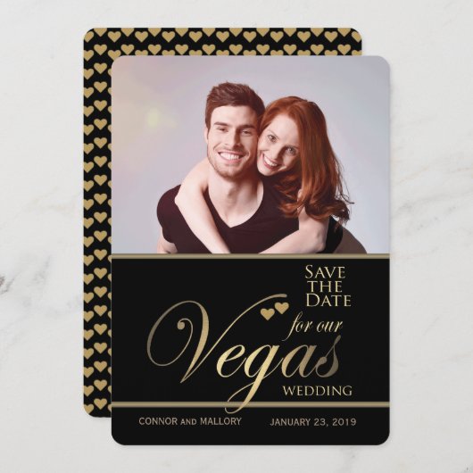 ラスベガスの結婚式は日付テンプレートを保存 セーブザデート (正面/裏面)