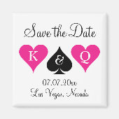ラスベガスの結婚式は、日付の磁石をハートと保存 マグネット (正面)