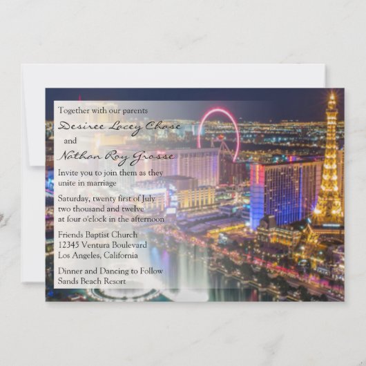 ラスベガスの結婚式招待状 招待状 (裏面)