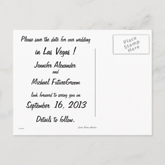 ラスベガスの計画を結婚保存する 案内ポストカード (裏面)