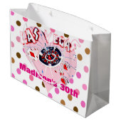 ラスベガスの誕生会のピンクのブラウンのカジノの点 ラージペーパーバッグ (裏面アングル)