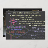 ラスベガスの21歳の誕生日,男性のため 招待状 (正面/裏面)