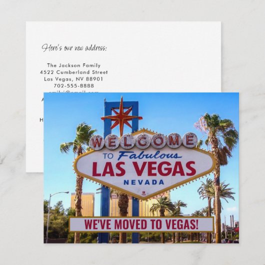 ラスベガスへの引越し 新しい家 案内状 (正面/裏面)