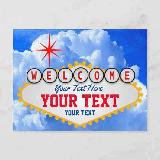 ラスベガスへようこそテキストにサイン ポストカード (正面)