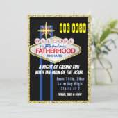 ラスベガスへようこそ素晴らしい父親の赤ちゃんシャワー 招待状 (スタンド正面)
