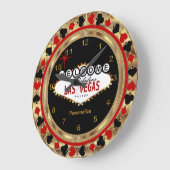 ラスベガスへようこそ！ ラージ壁時計 (傾斜)
