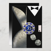 ラスベガスアールデコ35th誕生日シルバーブラック 招待状 (正面/裏面)