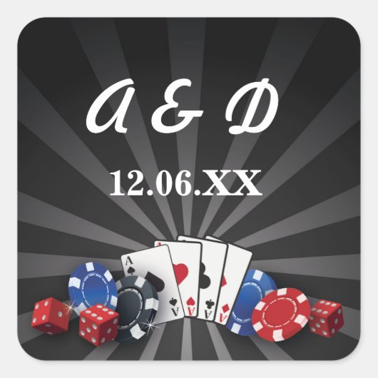 ラスベガスイニシャルステッカーズラベルカジノ スクエアシール (正面)