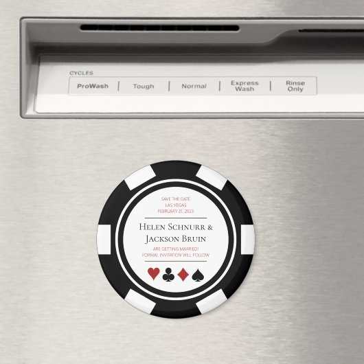 ラスベガスウェディングザデイトトランプのポーカーチップブラック マグネット (インサイチュ (食洗機))