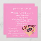 ラスベガスウェディングピンクハート 招待状 (正面/裏面)