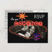 ラスベガスウェディングレセプション招待状Rsvp インビテーションポストカード (正面/裏面)