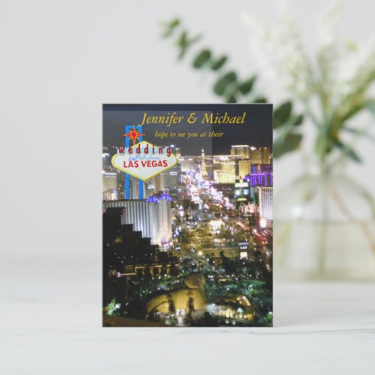 ラスベガスウェディングレセプションRSVP インビテーションポストカード (スタンド正面)
