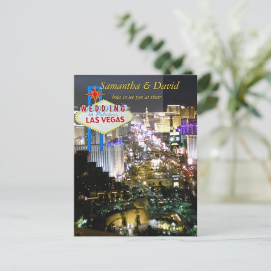 ラスベガスウェディングレセプションRSVP インビテーションポストカード (スタンド正面)
