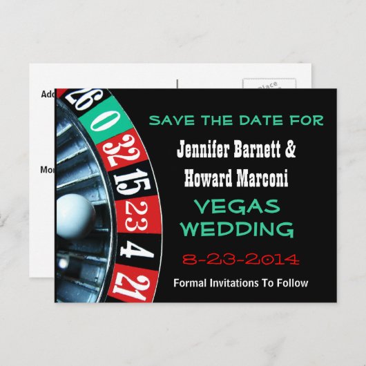 ラスベガスウェディング日付のポストカードを保存 案内ポストカード (正面/裏面)