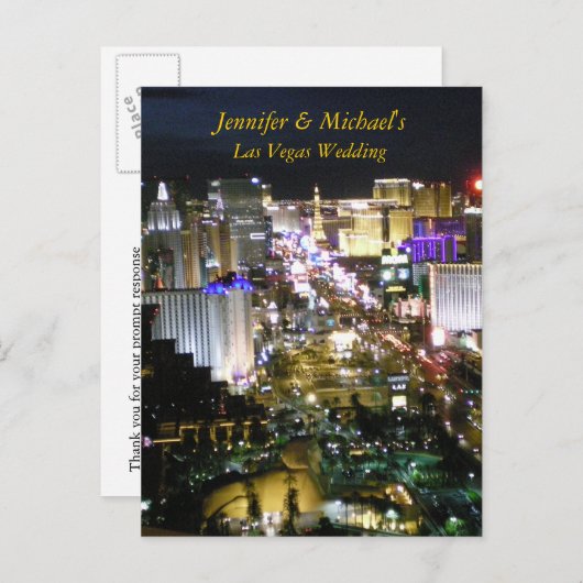 ラスベガスウェディングRSVP返信 インビテーションポストカード (正面/裏面)