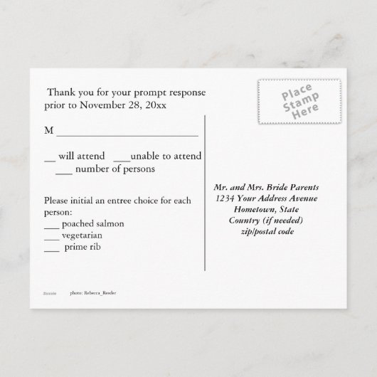 ラスベガスウェディングRSVP返信 インビテーションポストカード (裏面)