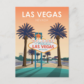 ラスベガスウェルカムサインアットサンセットヴィンテージトラベル ポストカード