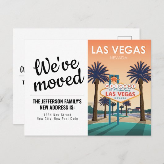 ラスベガスウェルカムサインサンセットヴィンテージ引っ越しました ポストカード (正面/裏面)