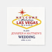 ラスベガスウェルカムサインパーソナライズされた結婚ズ スタンダードカクテルナプキン (正面)