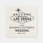 ラスベガスウェルカムサインパーソナライズされた結婚ズ スタンダードカクテルナプキン (正面)