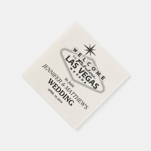 ラスベガスウェルカムサインパーソナライズされた結婚ズ スタンダードカクテルナプキン (角)