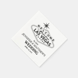 ラスベガスウェルカムサインパーソナライズされた結婚ズ スタンダードカクテルナプキン