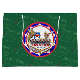 ラスベガスウェルカムサインレッド&ブルートランプのポーカーチップ ラージペーパーバッグ