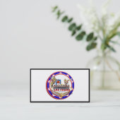 ラスベガスウェルカムサインレッド&ブルートランプのポーカーチップ 名刺 (スタンド正面)