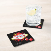 ラスベガスウェルカムサイン | 背景色の選択 スクエアペーパーコースター (インサイチュ)