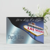 ラスベガスウエディングレセプションメタリックブルー 招待状 (スタンド正面)