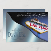ラスベガスウエディングレセプションメタリックブルー 招待状 (正面/裏面)