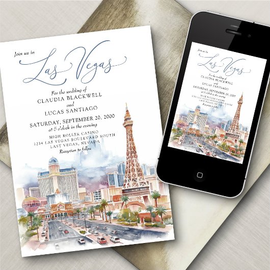 ラスベガスウォーターカラー詳細結婚式招待状 招待状