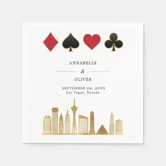 ラスベガスエレガントのフォトデスティネーションウェディング スタンダードカクテルナプキン (正面)