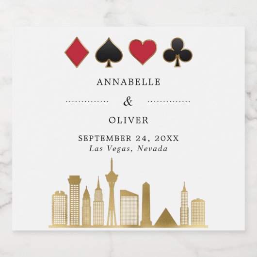 ラスベガスエレガントのフォトデスティネーションウェディング スパークリングワインラベル (シングルラベル)