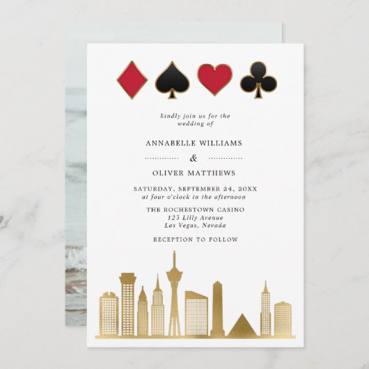 ラスベガスエレガントのフォトデスティネーションウェディング 招待状 (正面/裏面)