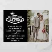 ラスベガスエレガントの目的地の結婚式のお知らせ 箔招待状 (正面)