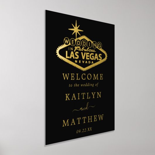 ラスベガスエレガントの目的地の結婚式へようこそ 箔ポスター (レイダウン)
