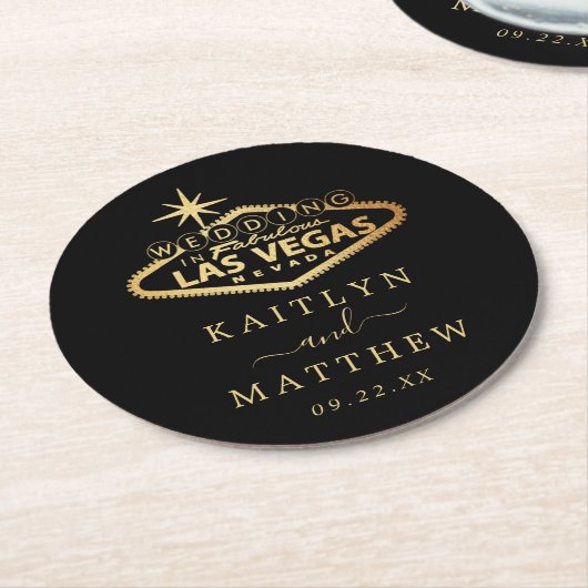 ラスベガスエレガントの目的地の結婚式 ラウンドペーパーコースター (アングル)