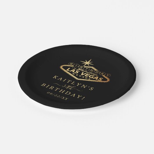 ラスベガスエレガント誕生日パーティー ペーパープレート (アングル)