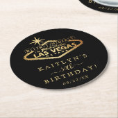 ラスベガスエレガント誕生日パーティー ラウンドペーパーコースター (アングル)